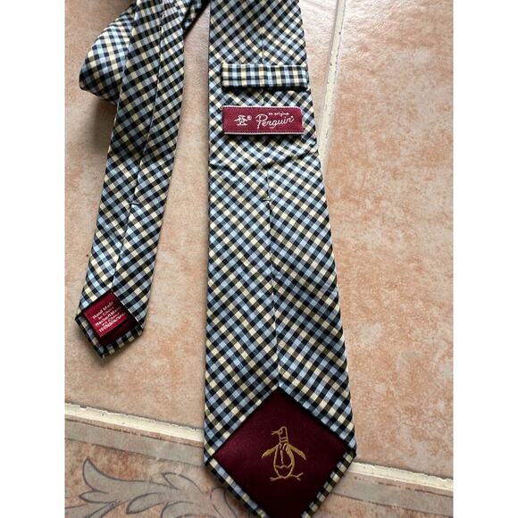 Original Penguin Silk multicolor Tie Hand‎ Made - Picture 1 of 4